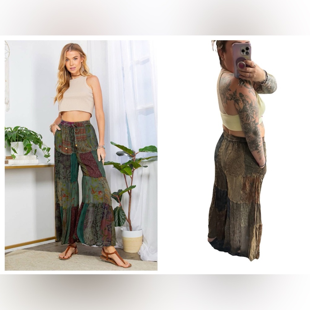Patchwork Retro Revival Long Flared Pants